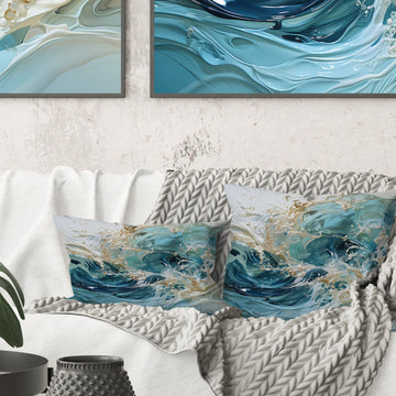Ocean Charm Liquid Wave Art - Ocean Throw Pillow